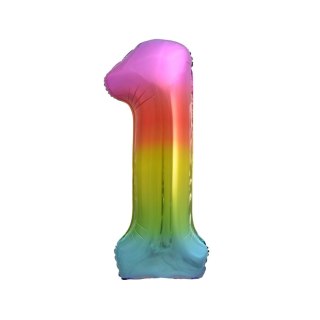 Balon foliowy cyfra 1 tęczowy 85cm Godan (HS-C34T1)
