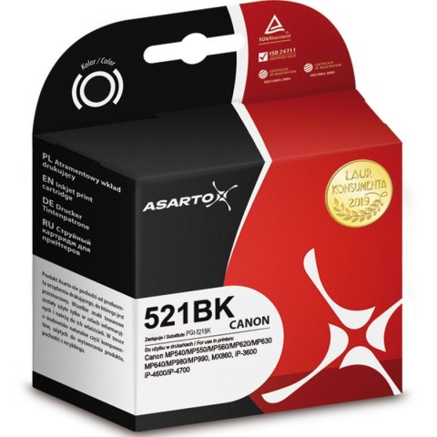 Tusz (cartridge) alternatywny Canon CLI521BK czarny Asarto (AS-C521BK)