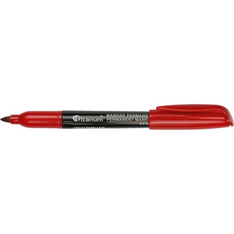 Marker permanentny wkład czerwony 2,0mm okrągła końcówka Titanum (PY1002-GY)