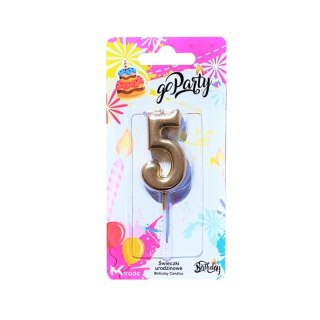 Świeczka urodzinowa piker cyfra 5 złota Go Party (SH-719-5)