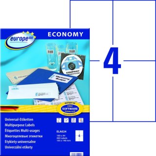 Etykieta samoprzylepna Economy Europe100 A4 biały [mm:] 105x148,5 Avery Zweckform (ELA024)