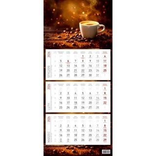 Kalendarz ścienny EKONOMICZNY KAWA kalendarz trójdzielny 680mm x 295mm Wydawnictwo Wokół Nas (KS 045)