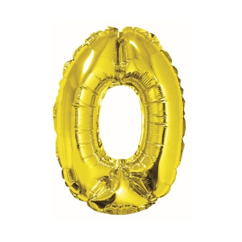 Balon foliowy cyfra 0 złoty 35 cm Godan (FG-C35Z0)