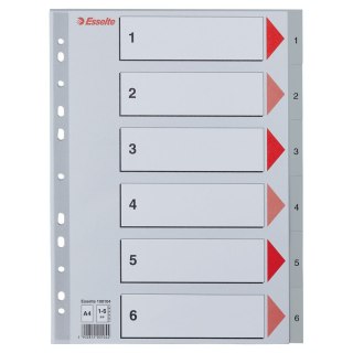 Przekładka numeryczna A4 szara 6k 1-6 Esselte (100104)