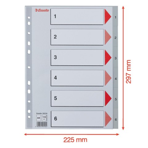 Przekładka numeryczna A4 szara 6k 1-6 Esselte (100104)