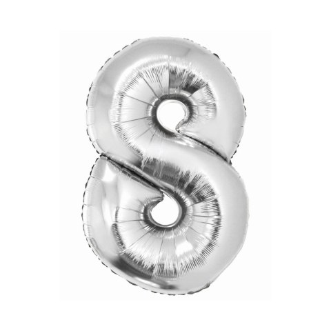 Balon foliowy Smart cyfra 8 srebrna 76cm Godan (CH-SSR8)