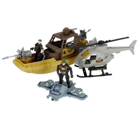 Motorówka wojskowa z akcesoriami i helikopterem Mega Creative (500258)