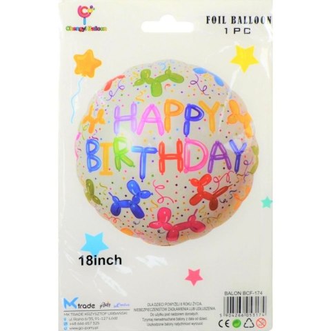 Balon foliowy okrągły Happy Birthday pieski Antella (BCF-174)