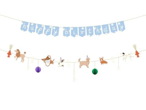 Baner Happy Birthday Pieski, 210 cm, mix Partydeco (GRL121)