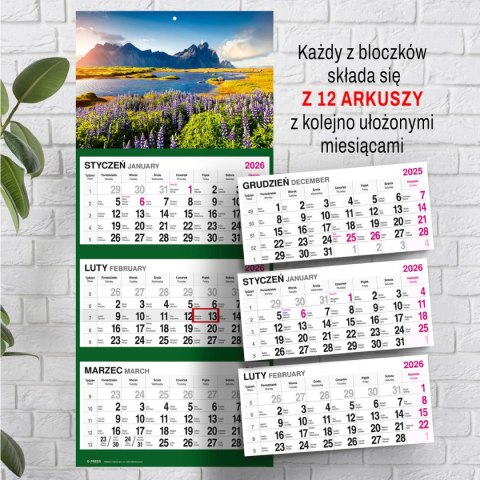 Kalendarz ścienny GÓRY 310mm x 790mm Press