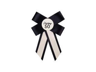 Kotylion na 50 urodziny, kremowo-czarny, 11x17 cm Partydeco (KOP2-50)