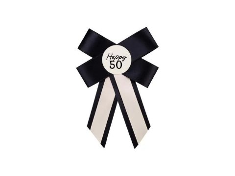 Kotylion na 50 urodziny, kremowo-czarny, 11x17 cm Partydeco (KOP2-50)