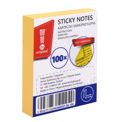 Notes samoprzylepny (karteczki) żółte Memobe (MB101-06-100)