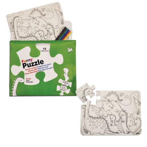 Puzzle DINOZAURY 25x19cm 12 el 12 el. Strigo (BIAŁE)