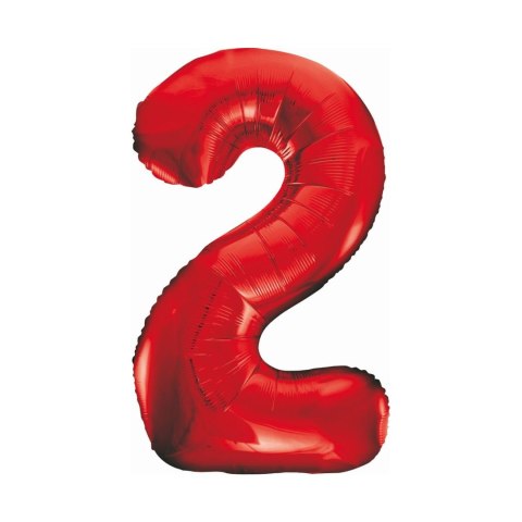 Balon foliowy cyfra 2 czerwona 85cm Godan (BCHCW2)
