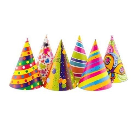 Czapka party 6szt róże kolory mix papier (ZM2300)