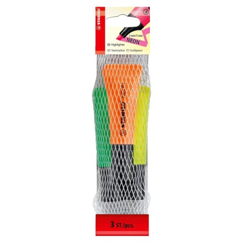 Zakreślacz Neon komplet 3 sztuki wkład mix 2,0-5,0mm Stabilo (72/3-2)