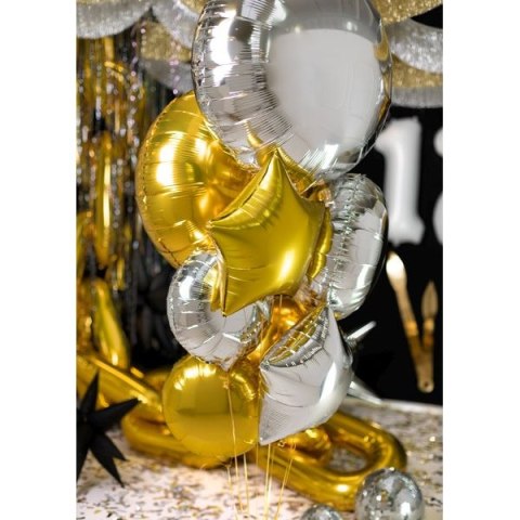 Balon foliowy okrągły Pastylka srebrny 31cal Partydeco (FB178-018)