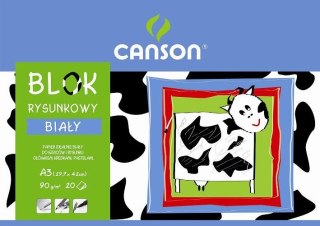 Blok rysunkowy A3 biały 90g 20k [mm:] 297x420 Canson (100302695)