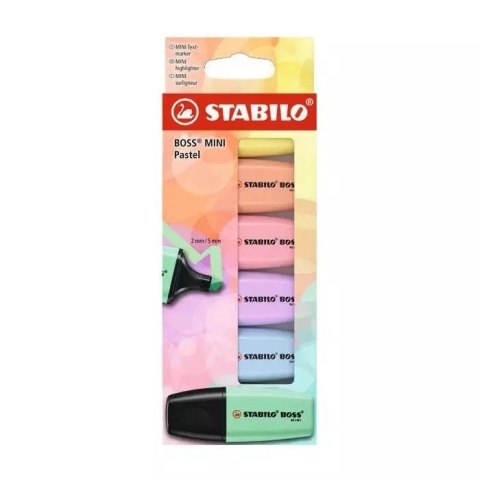 Zakreślacz BOSS MINI PASTEL 6SZT wkład mix 2-5mm Stabilo (07/6-2-01)