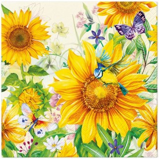 Serwetki Lunch Wild Sunflowers mix nadruk bibuła [mm:] 330x330 Paw (SDL145500)