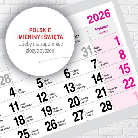 Kalendarz ścienny PREMIUM trójdzielny A4 Press (WIDOK)