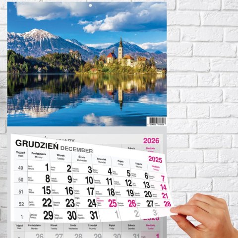 Kalendarz ścienny PREMIUM trójdzielny A4 Press (WIDOK)