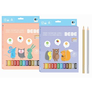 Kredki ołówkowe BB KIDS PASTEL 12 kol. Noster (kredki jumbo)